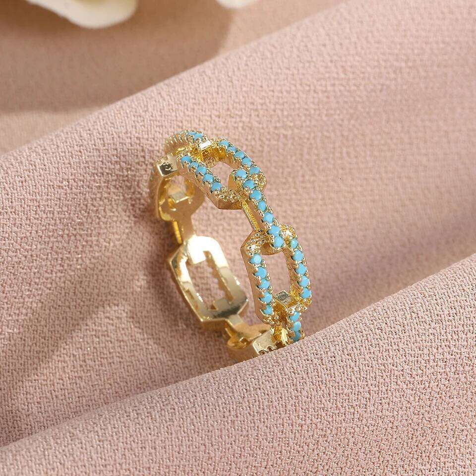 ZAKOL New Turquoise Zircon Finger Ring Set for Women Men Exquisite Original Design Engagement Party Jewelry Gifts