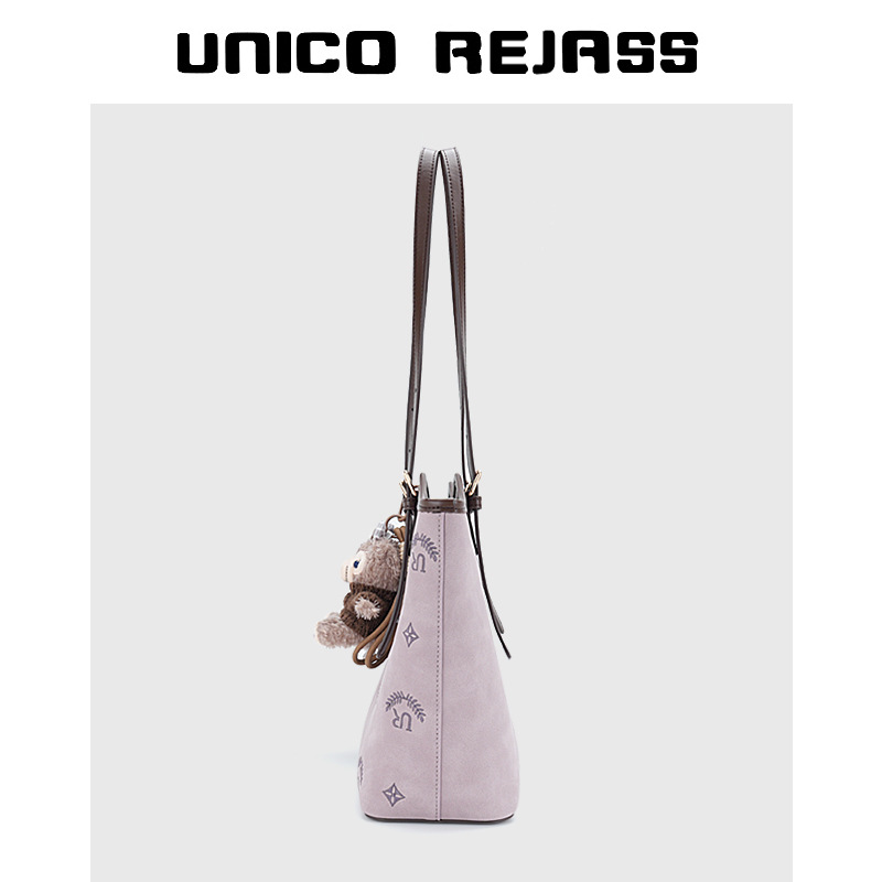 UNICO REJASS 2026 Spring/Summer New Women's Printed Commuter Tote Bag Large Capacity Lavender Purple Handbag Shoulder Bag Free Shipping
