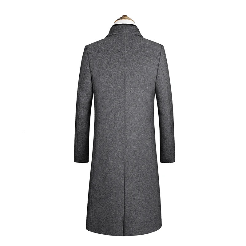 Winter Mens Woolen Coat Thick Warm Leisure SingleBreasted Male Pea Casual Fashion Long Man Trench Classical Business 251226