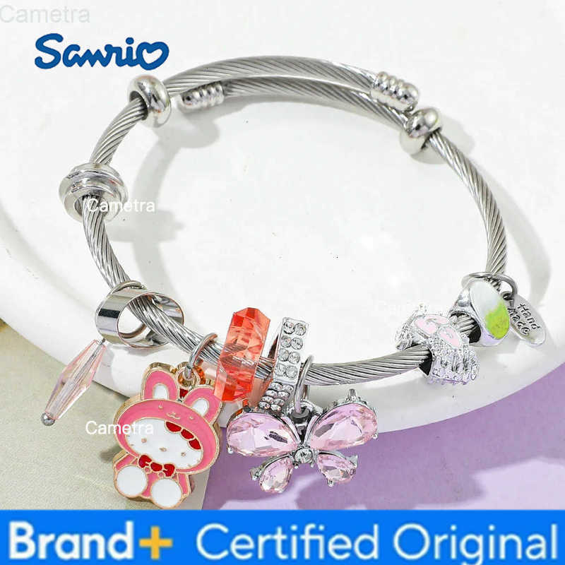 Sanrio Hello Kitty Bracelet Fashion Charm Cartoon KT Cat Bangle for Women Anniversary Date Jewelry Accessory Gift H251229