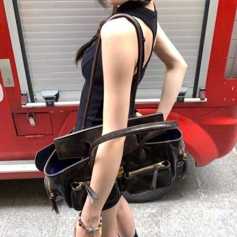 High Street Coffee Shoulder Purse Women Retro Hot Girls Casual Crossbody Bags Handbag Female Autumn Winter Y2k Bag luxury bagXiu Lai Si