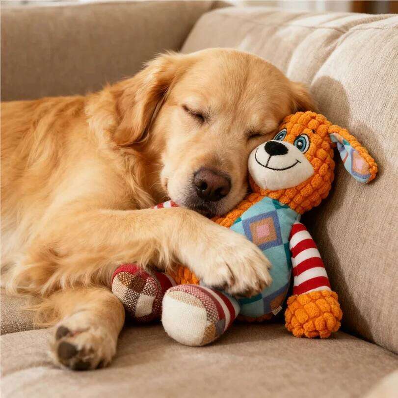 Interactive Plush Cat And Dog Cute Squeaky Bite Resistant Puzzle Chew Toy for Teeth Cleaning Pet Supplies