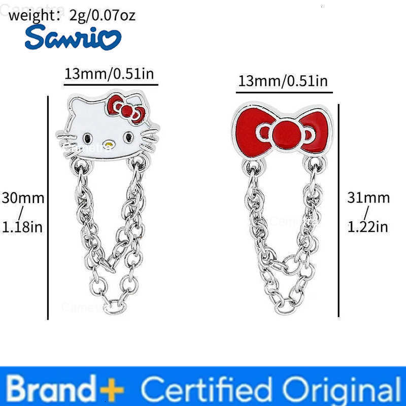 Sanrio Anime Cute Earrings Cartoon Figure Kitty Cat Bow Tie Tassel Ear Studs Earrings for Women Girl Kawaii Accessories H251229
