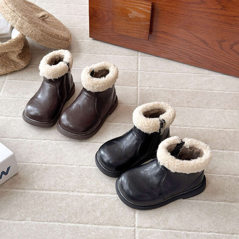 Ins British Style Martin 2025 Winter New Korean Version Girls' Fashion Short Thick Sole Fleece Lined Warm Cotton Boots