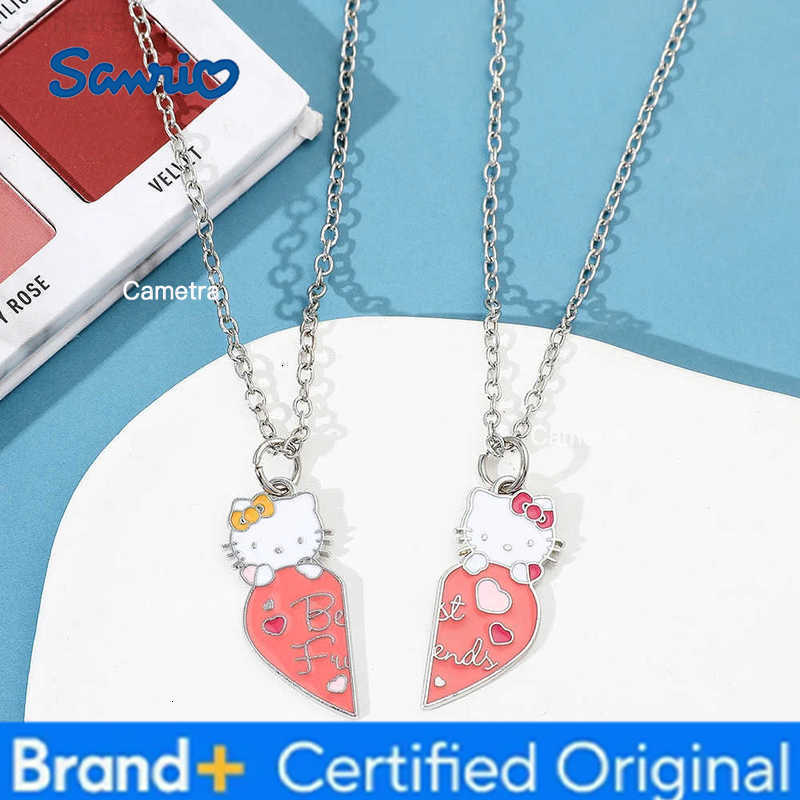 Sanrio Kawaii Anime Hello Kitty Necklace Cute Cartoon Heart-shaped KT Cat Pendant Neck Chian for Best Friend Accessories Gift H251229