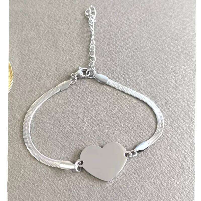 10pcs 304 stainless steel bracelets romantic heart-shaped pendant aesthetic bracelet mirror polish fashion jewelry party gift 25H1229