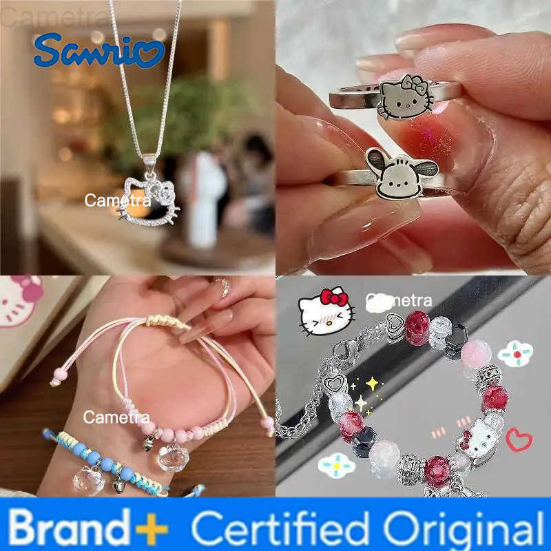 Sanrio Hello Kitty Hanging Pendant Cute Cartoon Anime Necklace/Bracelet/Ring Jewelry Accessoriess Christmas Gift for Women Girls H251229