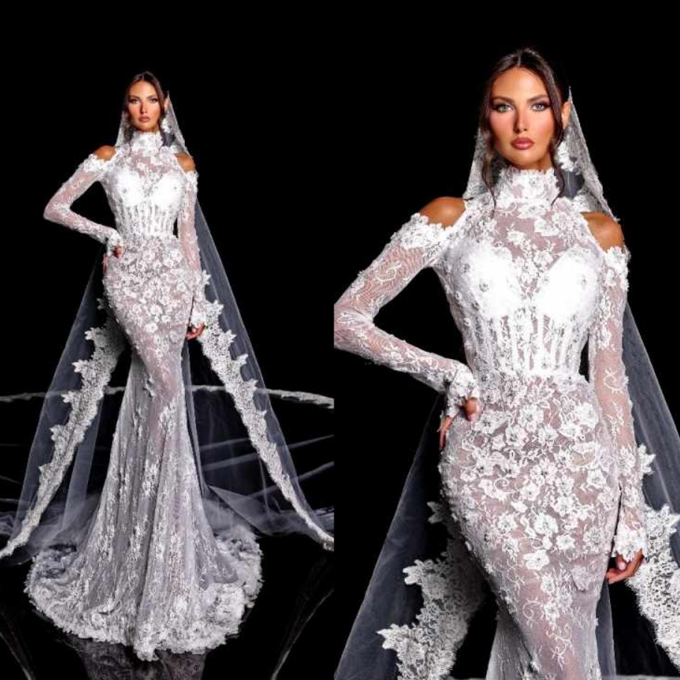 Backless Gorgeous Lace Sexy Wedding Dress Modern Halter Beaded Bridal Gown Vintage Corset Mermaid Customized Classy Wear No Veil