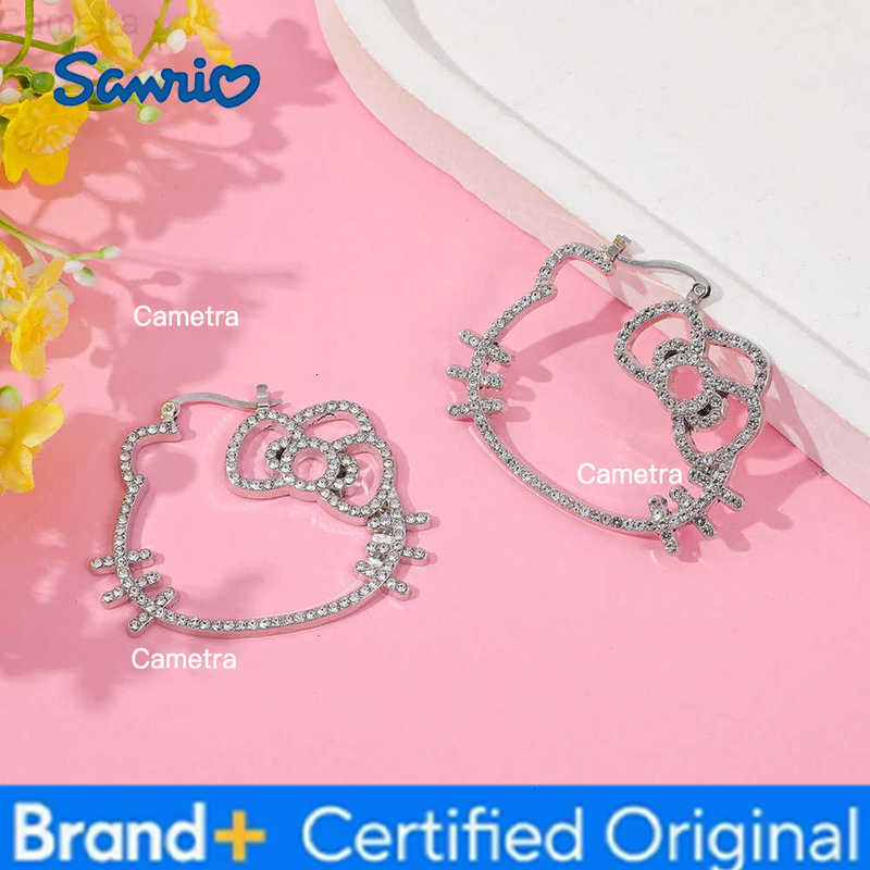 Sanrio Y2K HelloKitty Hollow Rhinestone Earrings Sweet Cute Fashion Girls Gifts Creative Trendy Jewelry H251229