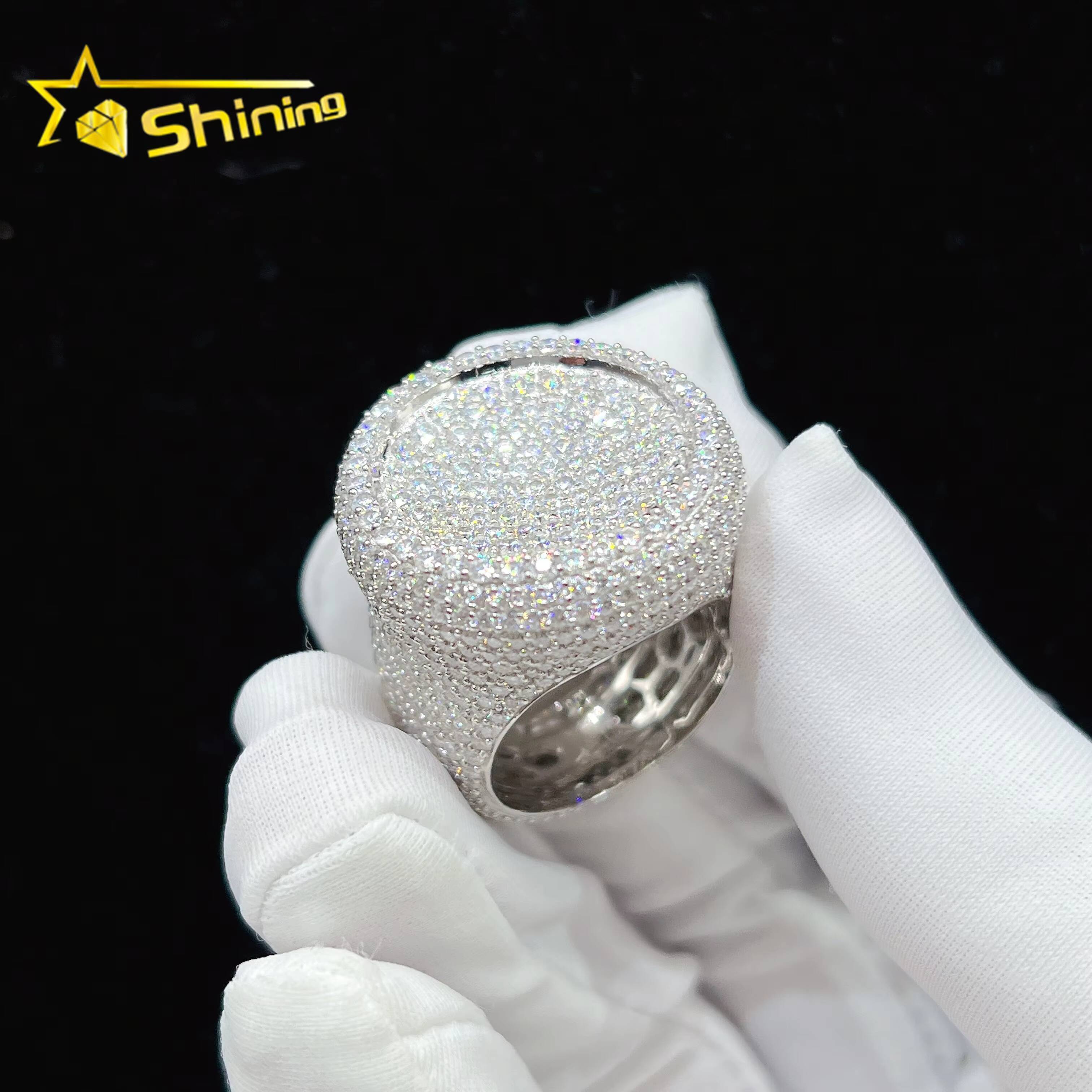 Ready to Ship Vvs Moissanite Diamond 925 Sterling Silver Hip Hop Luxury Iced Out Ring