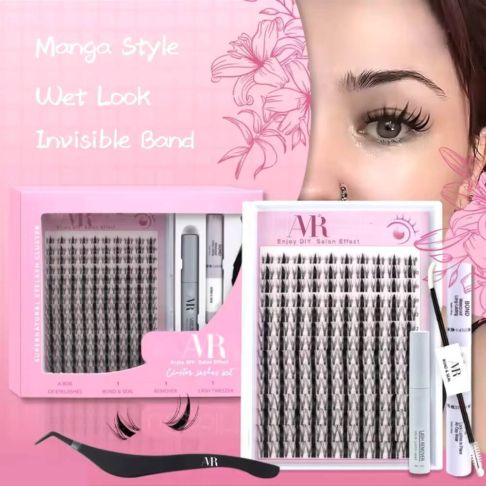 Wholesale DIY Eyelash Extension Kit Fluffy Natural Cluster D Curl Lashes Pre-Cut Waterproof Private Label DIY Lash Clusters