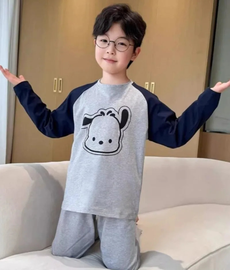 100 Cotton Boys Pajamas Spring Autumn Lightweight Long Sleeve Kids Homewear Set for Toddler Youth Air Conditioning Wear 251215