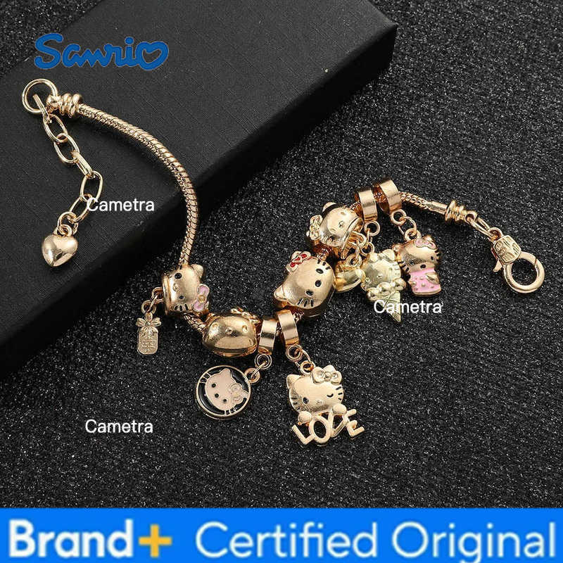 Sanrio Charm Fit Bracelet for Women DIY Beaded Accessories Hello Kitty Handmade Jewelry Holiday Gifts Gold Color H251229