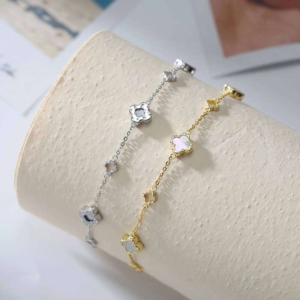 Kiss Mandy Foot Chain Of Women 925 Sterling Silver Four-Leaf Clover Anklet Simple Charm Fashion Jewelry Accessories Gift Gma04