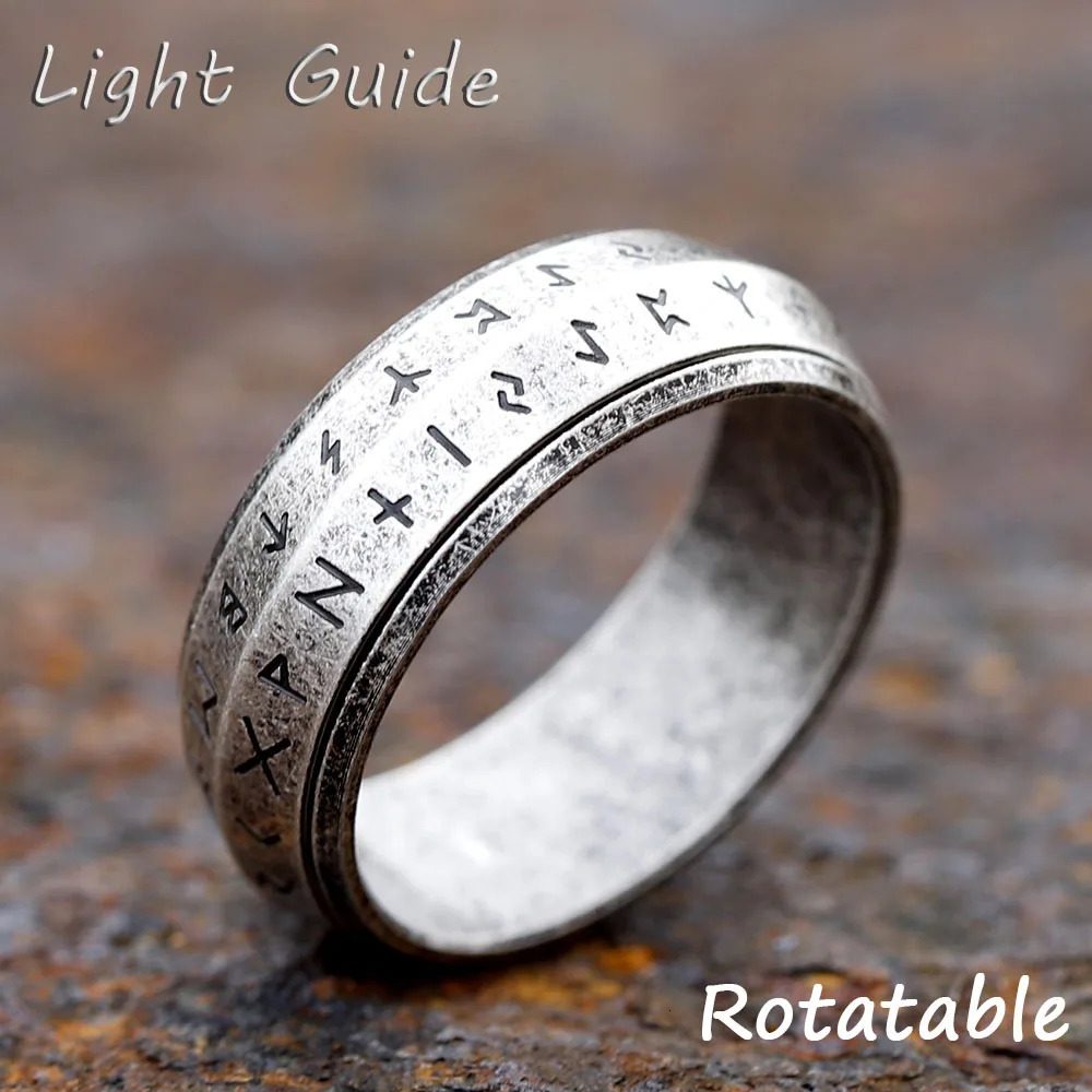 Rotatable Mens 316L stainless steel rings retro Odin Viking rune for teen RING Amulet fashion Jewelry Gift 251224
