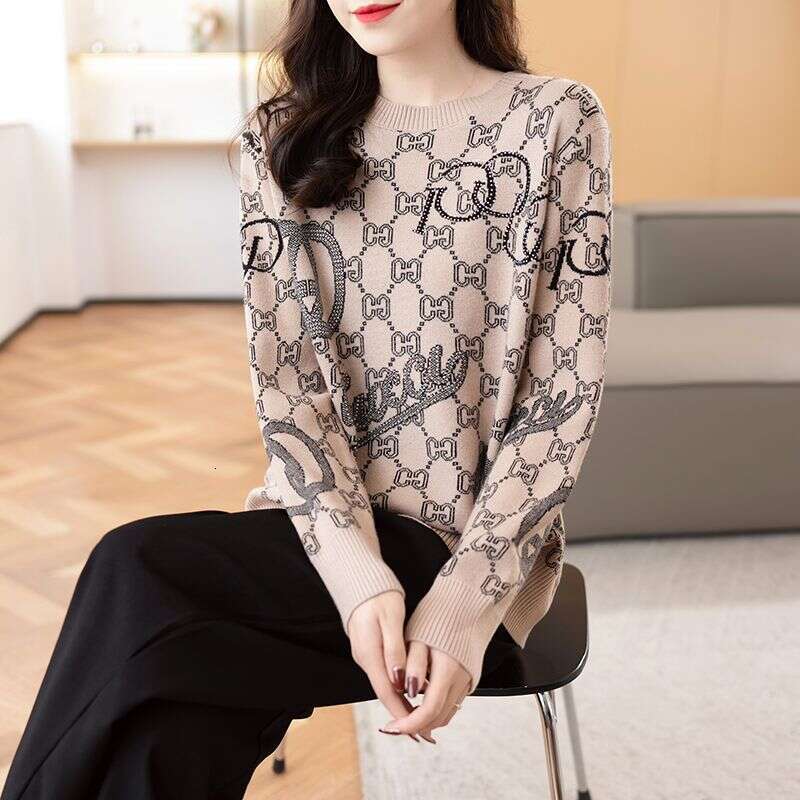 New Knitted Round Neck Wool Slimming Autumn Winter Versatile Loose Stylish Long Sleeve Sweater Base Shirt Women's Clothing