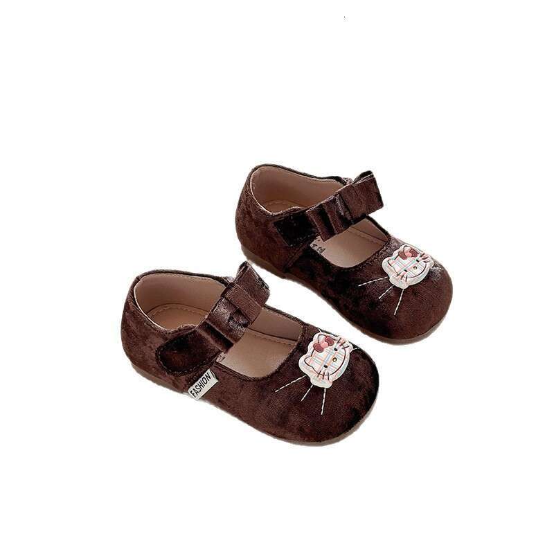 INS French Velvet Small Leather 2025 Spring and Autumn New Korean Style Girls' Soft Sole Cartoon Bow Princess Shoes