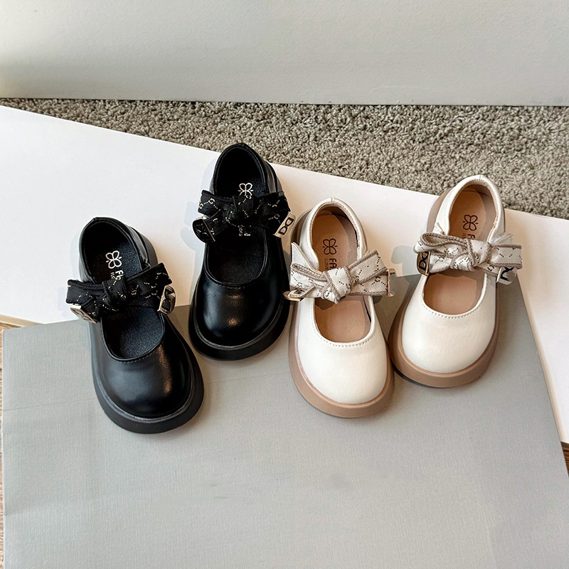 Girl Princess Small Shoes Spring and Autumn Fashion New Dance Shoes Big Girl Child Bow Solid Color Single Shoes