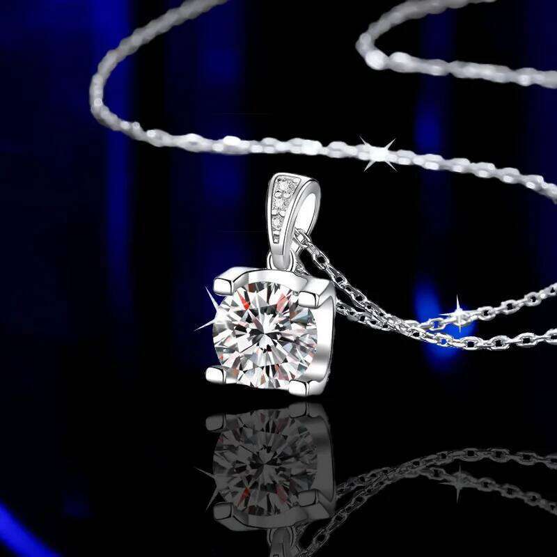 0.5-2CT D Color Moissanite Woman Pendant Sier For Women Chains Party Bridal Fine Jewelry 925sterling Silver Necklace e79