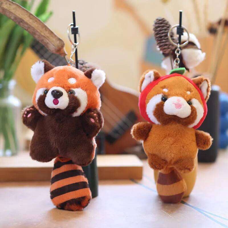 ZAKOL Cute Cartoon Little Raccoon Doll Keychain Red Panda Plush Toy Bag Backpack Pendant Decoration Gift for Girls Wholesale