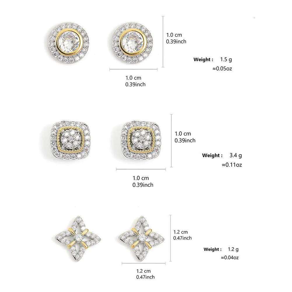 ZAKOL Brand New Arrival Buling Iced Out CZ Stud Earrings Hip Hop Rapper Geometric Round Square Zircon Women Men Ear Accessories