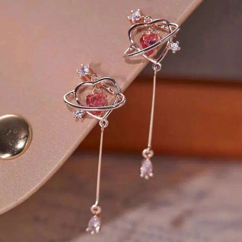 ZAKOL New Elegant Geometric Heart Crystal Long Drop Earrings For Women Cute Delicate Zircon Party Pendientes Jewelry