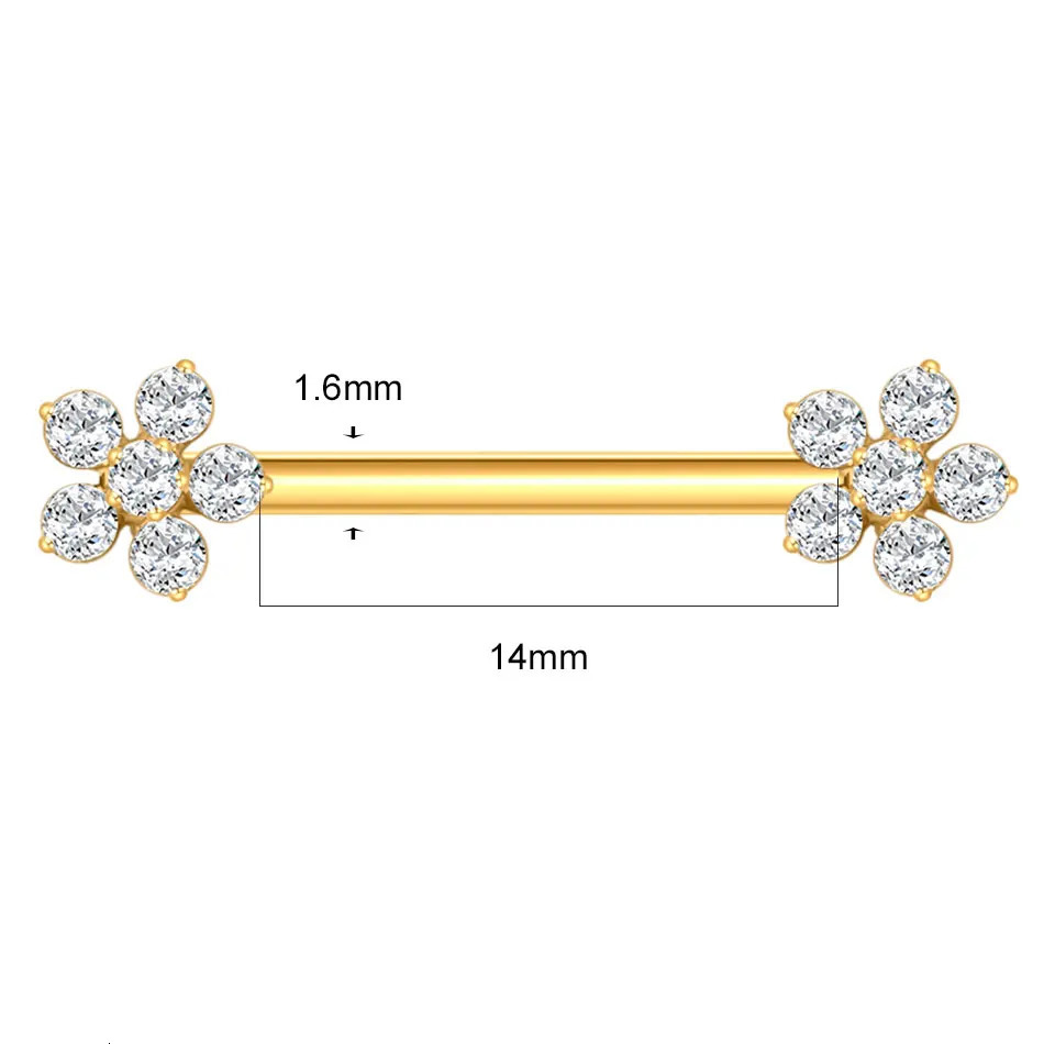 1/5PCS Zircon Flower Nipple Piercing CZ Sexy Nipple Shield Ring Nails Barbell Body Piercing Jewelry Chest Decor 14G 251224