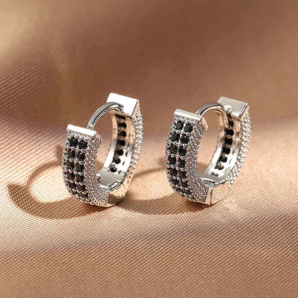 Cubic Zirconia Gold Color Zircon Hoop Earrings For Women Luxury Circle Crystal Girls Party Jewelry