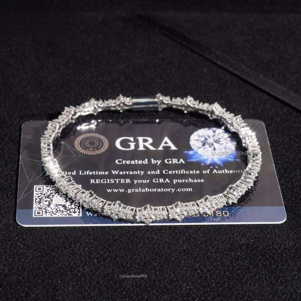 New Arrivals High Quality Fashion Iced Out Cross 3MM Flower 925 Silver Necklace Moissanite Tennis Chain