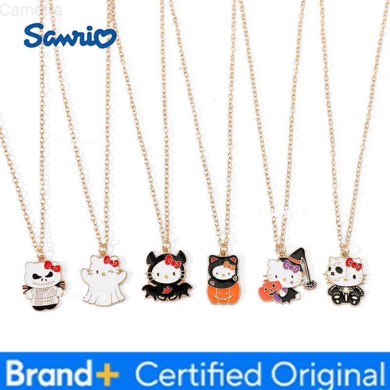 Sanrio Hello Kitty Bat Enamel Charm Cute Halloween Cartoon Animal Pendant Handmade Necklace Fashion Accessory H251229