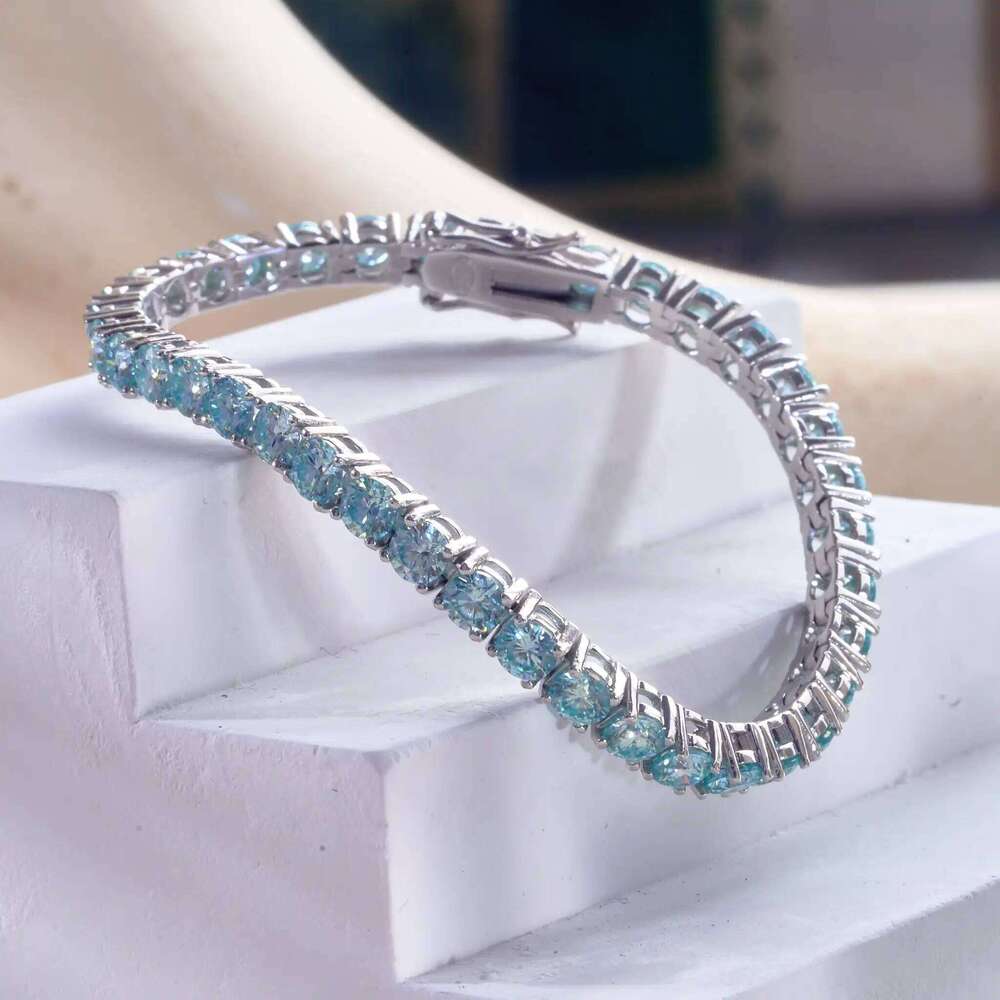5mm Original Blue and white Moissanite Tennis Bracelets for Women Men Lab Diamond with GRA Wedding Jewelry 925 Sliver Bracelet fab