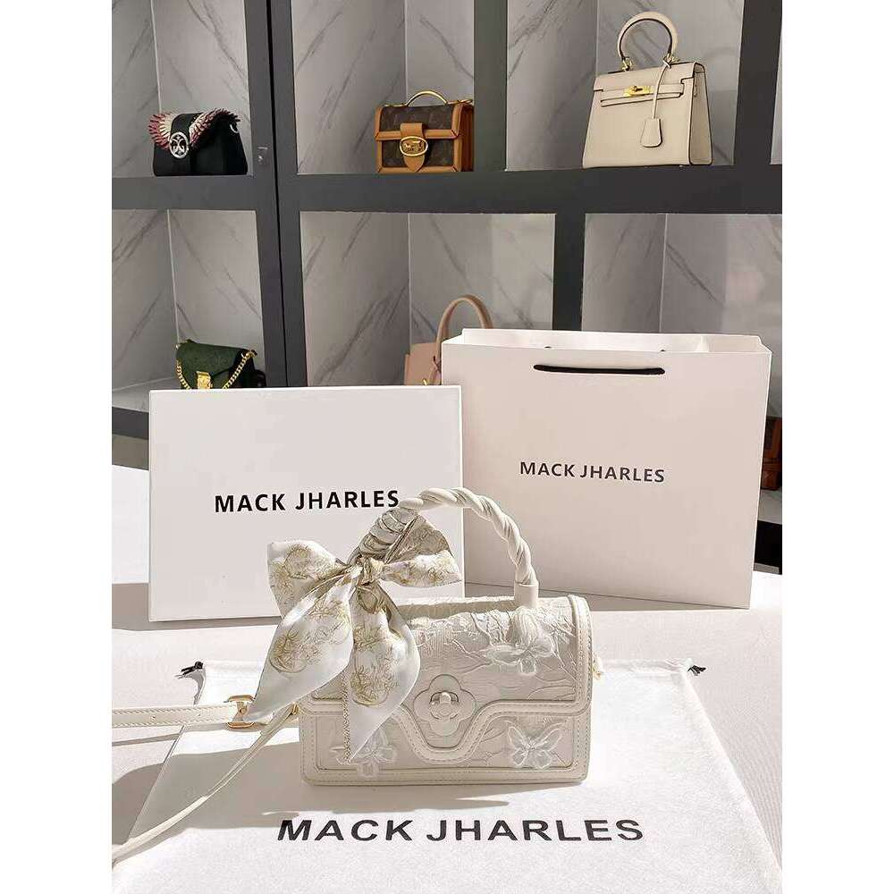 MACK JHARLES French Niche Bow Handbag Women's 2025 New Braided Small Square Bag