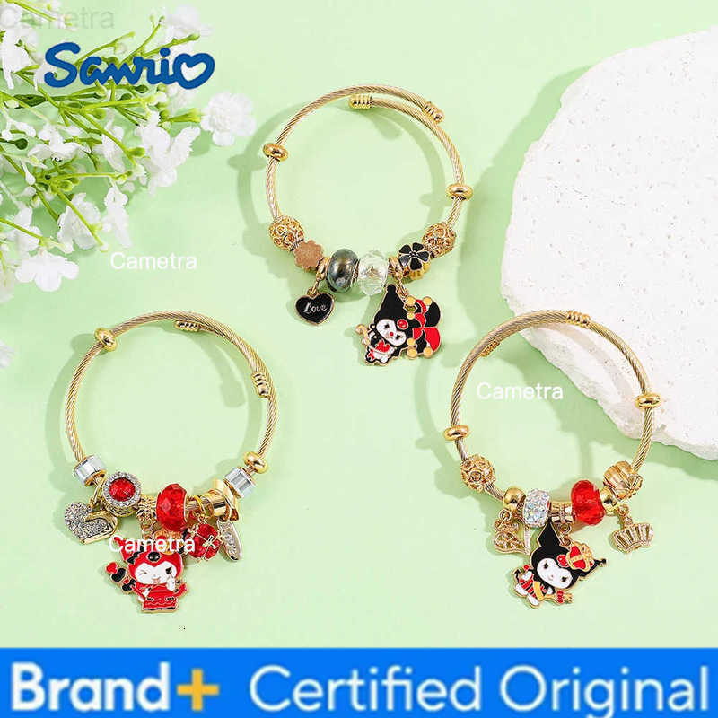 Sanrio Kawaii Beaded Bracelet Cute Kuromi Hello Kitty Charm Bracelet in Gold Perfect for Girls Gifts H251229