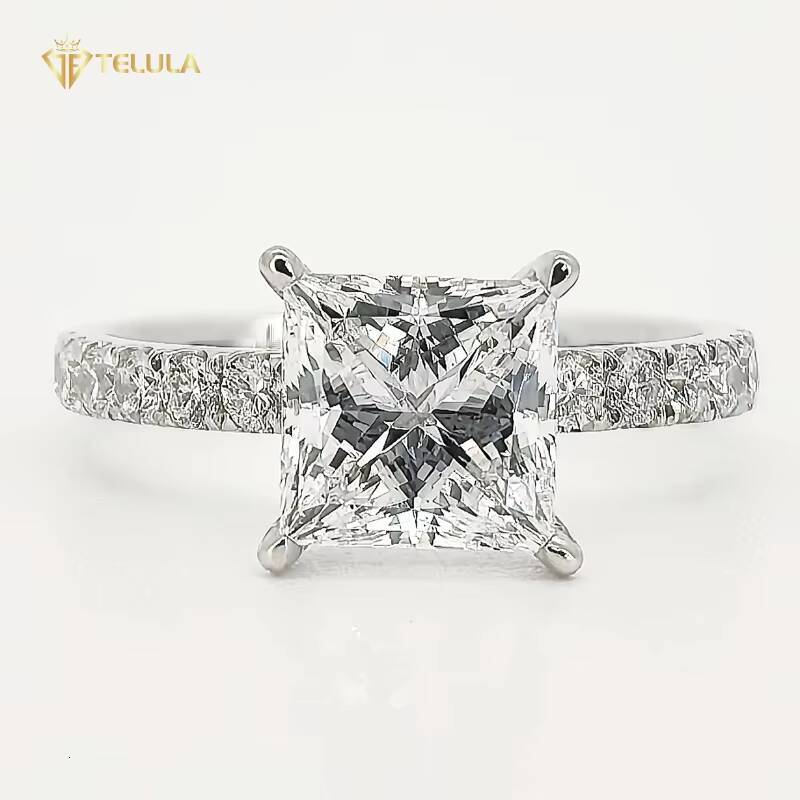 Custom Princess Cut Lab Diamond Rings 14K Soild Gold IGI Certified Synthetic Lab Grown Diamond Ring