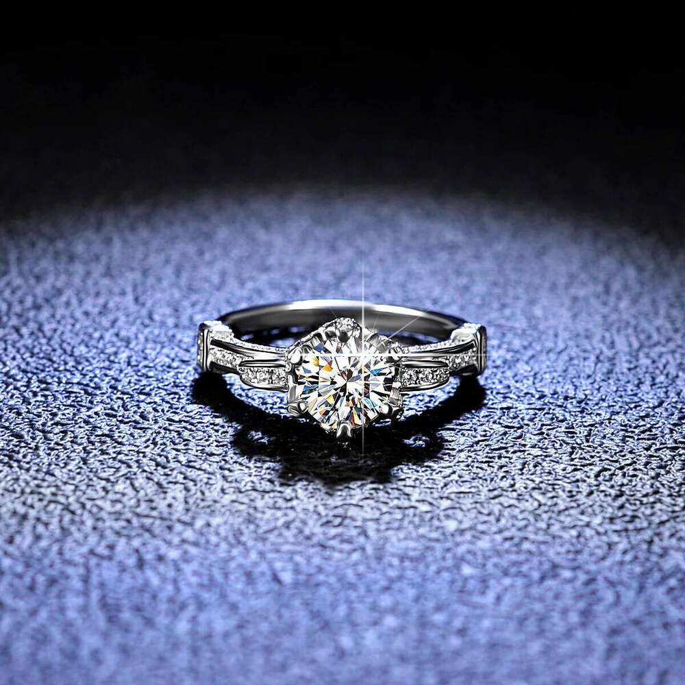 1 CT D Color Moissanite Diamond Luxury Wedding&engagement Rings for Women Gold Plated 925 Silver Queen Proposal Ring e21