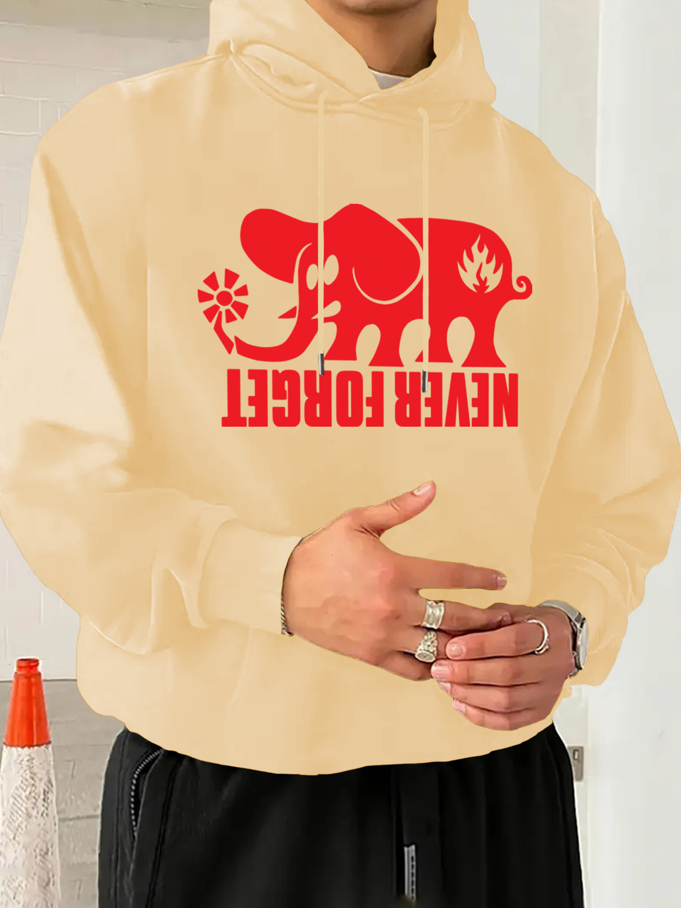 Men's Casual Graphic Print Hoodie - Soft Polyester Blend Pullover with Front Pocket, Navy Blue & Red Machine Washable Regular Fit for All-Season 