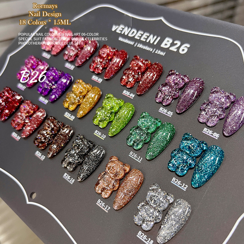 Rormays Broken Diamond gel Polished 18 Color Cat Eye Popular Shiny Small Suit Star Sky Semi Permanent nail polish UV LED Complete Nail Enhancement Who