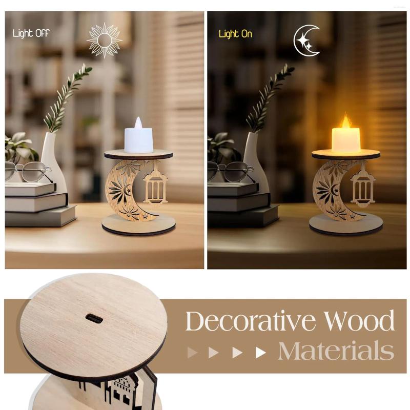 Candle Holders 5pcs Ramadan Handcrafted Wooden Pendants Religious Islamic Decor Contemporary Style Hanging Ornaments H260310