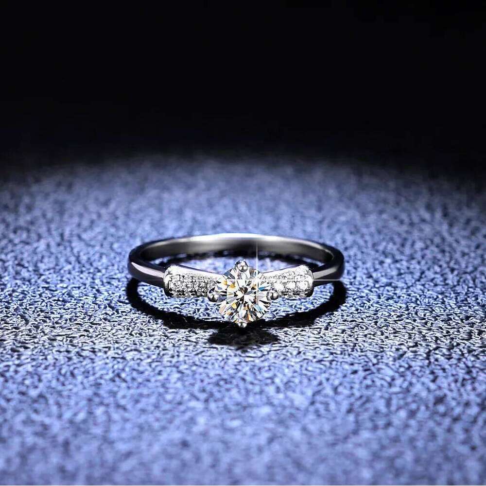 18K Gold Inlaid D-color Women's Moissanite Ring, Butterfly Flower PT950 Platinum Diamond Fashionable and Simple Ring Gift f70