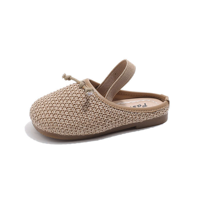 Children's Woven Sandals 2025 Summer New Korean Style Girls' Bow Princess Shoes Versatile Two-Way Wear Slippers