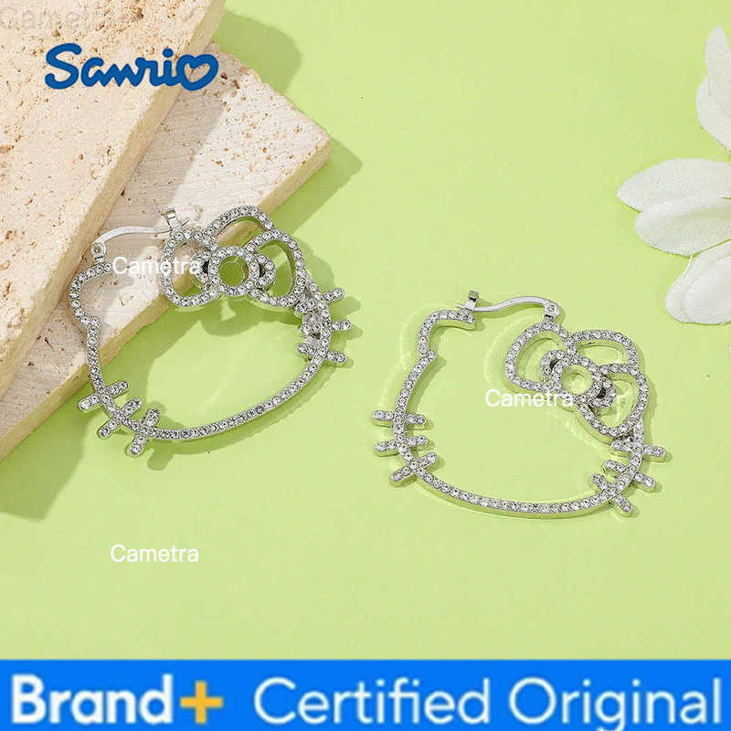 Sanrio Y2K HelloKitty Hollow Rhinestone Earrings Sweet Cute Fashion Girls Gifts Creative Trendy Jewelry H251229