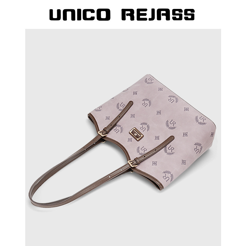 UNICO REJASS 2026 Spring/Summer New Women's Printed Commuter Tote Bag Large Capacity Lavender Purple Handbag Shoulder Bag Free Shipping