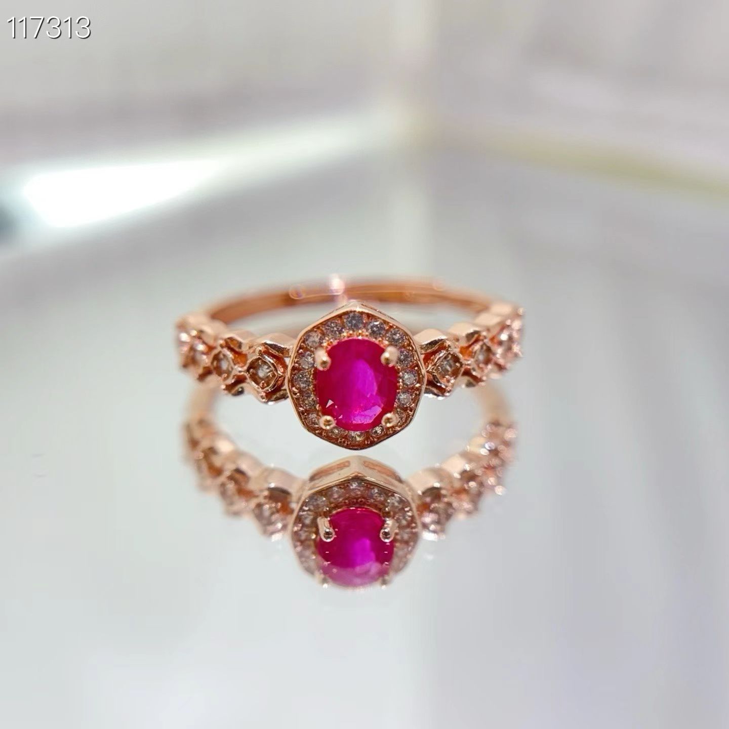 Natural pink ruby ring Adorable 925 silver gemstone ring 4mm*5mm 0.4ct genuine ruby jewelry gift for women