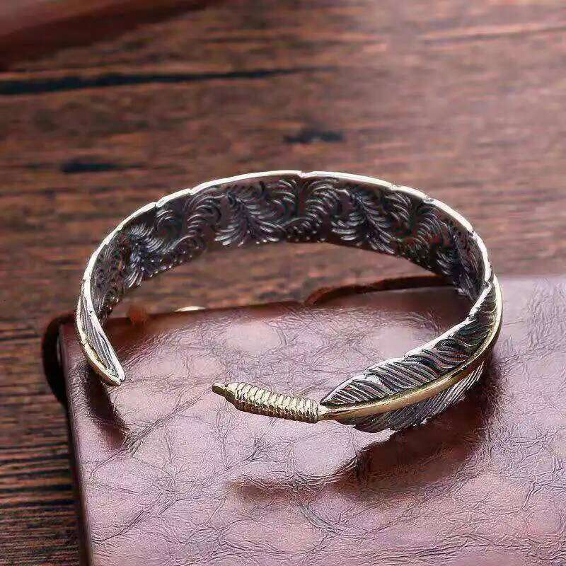 ZAKOL Hiphop Rock Feather Wing Cuff For Men Boys Silver Color Metal Wristlet Bracelets Festival Jewelry Gifts