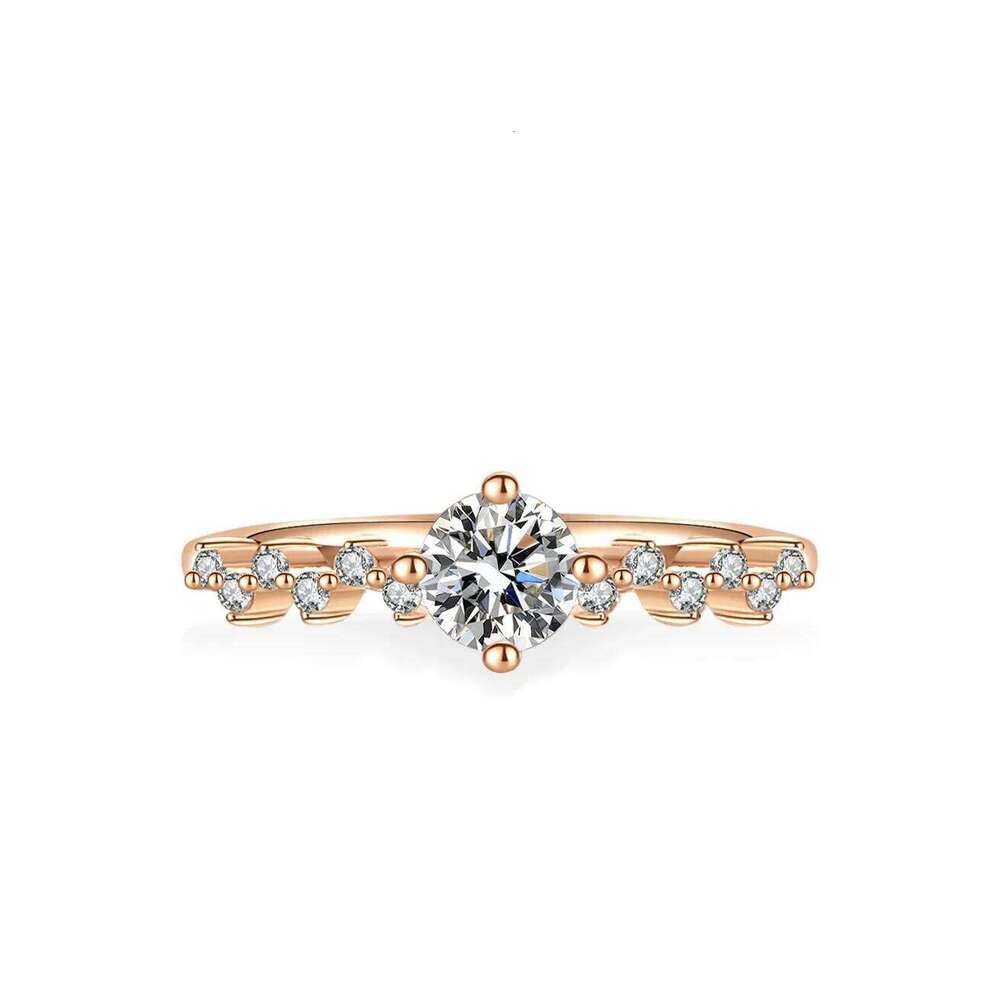 18K Inlaid Moissanite Women's PT950 White Gold Princess Crown D Color VVS1 Diamond Fashion Ring 6de