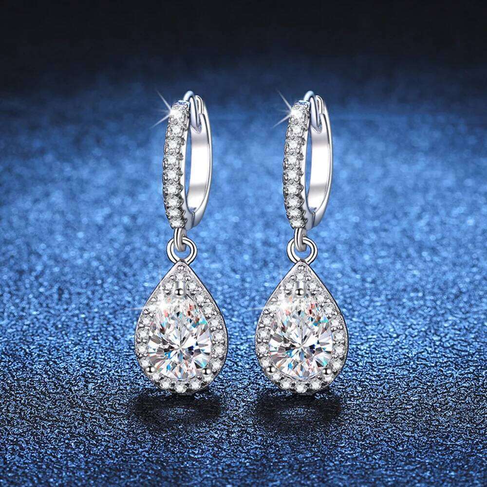 1ct Pear Cut Full Moissnite Earrings for Women S925 Silver Water Drop Lab Diamond Earring Party Fine Jewelry Gifts c5b