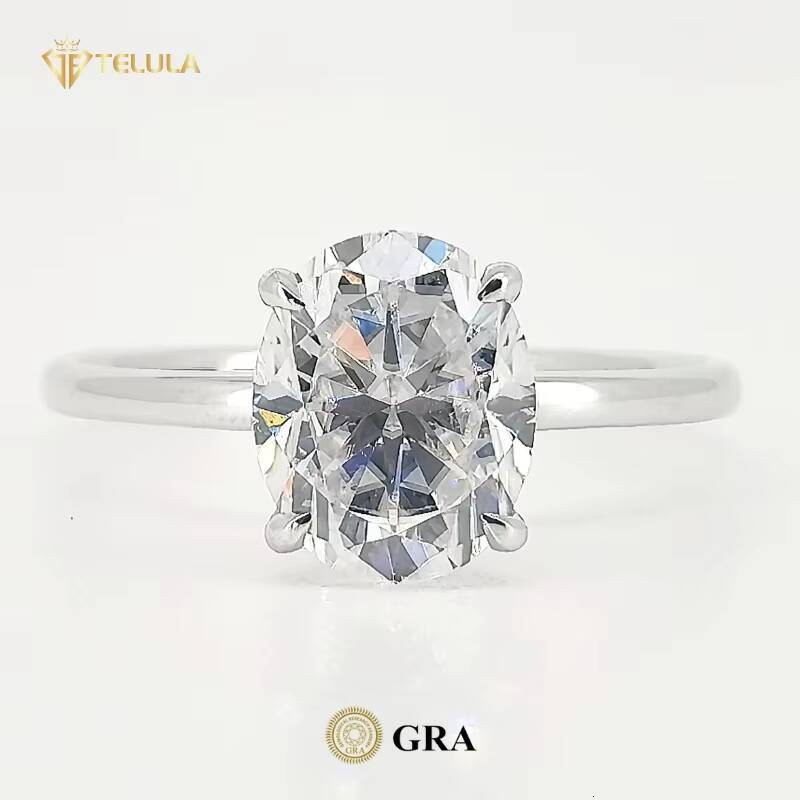Wholesale 1 2 3CT Oval Cut Engagement Rings VVS D GRA Certified S925 Sterling Silver Moissanite Ring