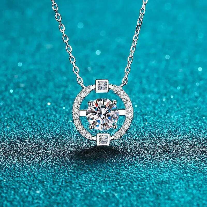 18K Gold Inlaid Simple Moissanite Women's Necklace PT950 Platinum Fashion Pendant Diamond Accessory Collarbone Chain 98d