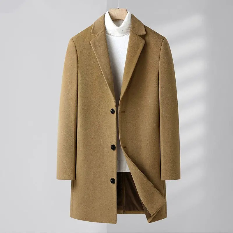 Large Size Men Clothing Wool Coats Coat Korean Autumn Winter Casual Solid Loose Male Clothes Long Sleeve Midi Overcoat Blends 251226