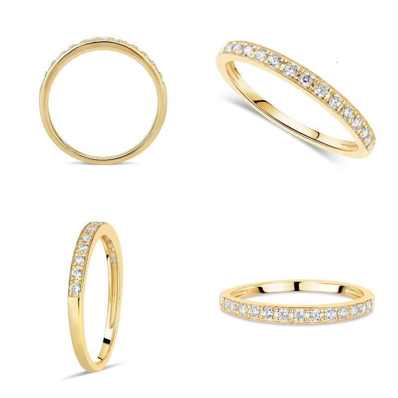 Dainty Jewelry GRA Certified Gemstone Moissanite Eternity Ring S925 Silver Gold Plated Wedding Engagement Rings for Women